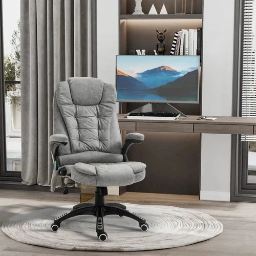 Executive Reclining Chair w/ Heating Massage Points Relaxing Headrest Grey-Office Chair-Vinsetto-AfiLiMa Essentials
