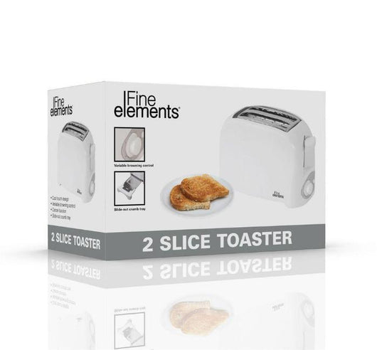 Fine Elements White 2 Slice Toaster-Toaster-AfiLiMa Essentials