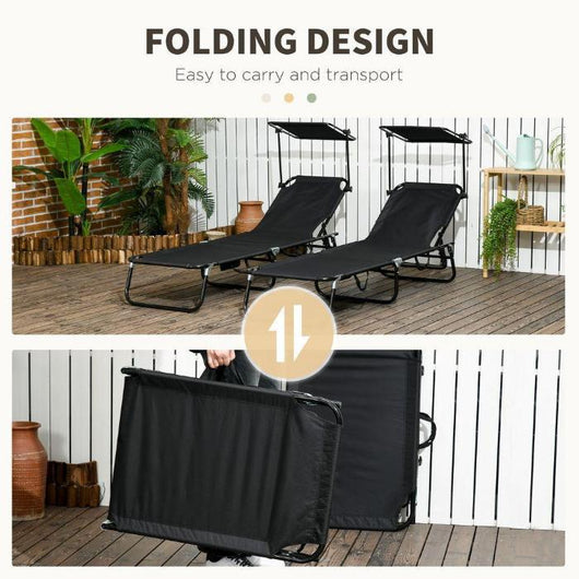 Folding Sun Loungers with Adjustable Backrest-Sun Loungers-AfiLiMa Essentials