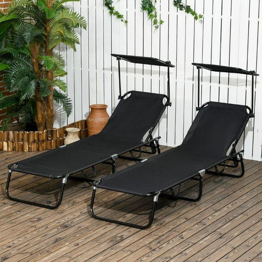 Folding Sun Loungers with Adjustable Backrest-Sun Loungers-AfiLiMa Essentials