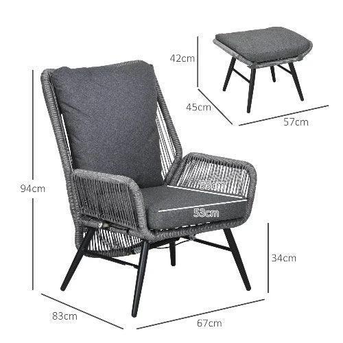 Garden Rattan Leisure Chair Set with Adjustable Backrest-Rattan Leisure Chair-AfiLiMa Essentials