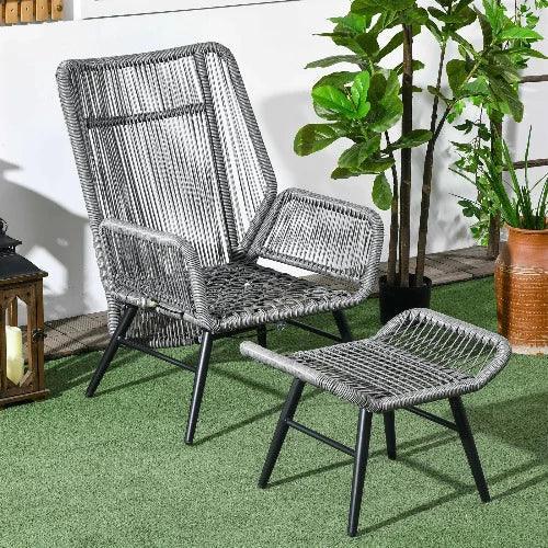 Garden Rattan Leisure Chair Set with Adjustable Backrest-Rattan Leisure Chair-AfiLiMa Essentials