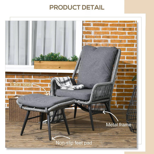 Garden Rattan Leisure Chair Set with Adjustable Backrest-Rattan Leisure Chair-AfiLiMa Essentials