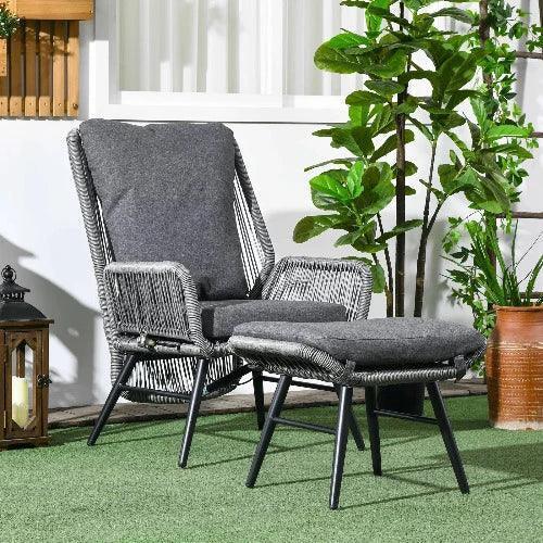 Garden Rattan Leisure Chair Set with Adjustable Backrest-Rattan Leisure Chair-AfiLiMa Essentials