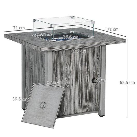 Gas Fire Pit Table with Cover, Glass Screen-Fire Pits-AfiLiMa Essentials