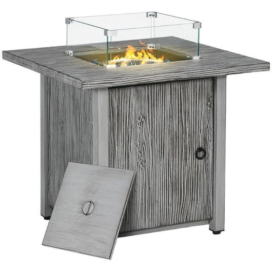 Gas Fire Pit Table with Cover, Glass Screen-Fire Pits-AfiLiMa Essentials