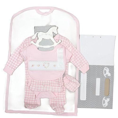 Gingham Pattern 6 Piece Baby Girl Sleepsuit Set-Baby Sleepsuit Gift set-AfiLiMa Essentials