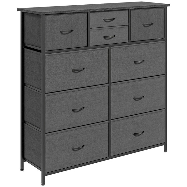 HOMCOM Bedroom Chest of Drawers Fabric Dresser w/ Foldable Drawers Black-Chest Of Drawers-AfiLiMa Essentials