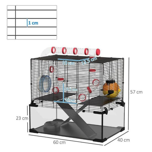 Hamster Cage, Habitat with Tubes, Ramps, Platforms, and Hut-Hamster Cage-AfiLiMa Essentials