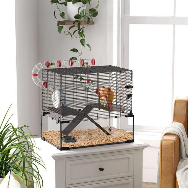 Hamster Cage, Habitat with Tubes, Ramps, Platforms, and Hut-Hamster Cage-AfiLiMa Essentials