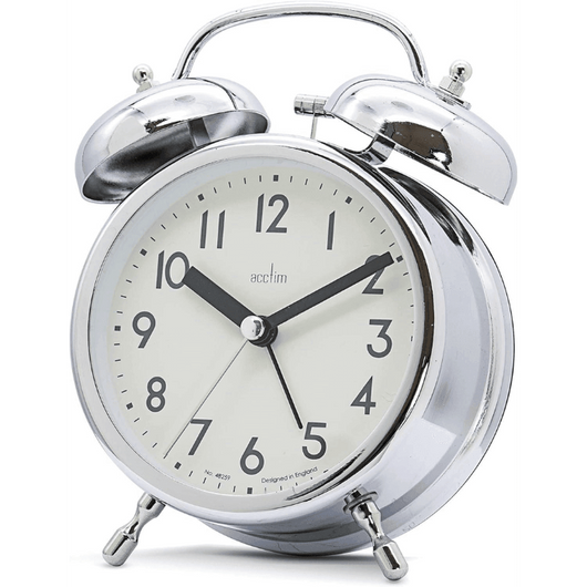 Hardwick Double Bell Alarm Clock Chrome-Alarm Clock-AfiLiMa Essentials