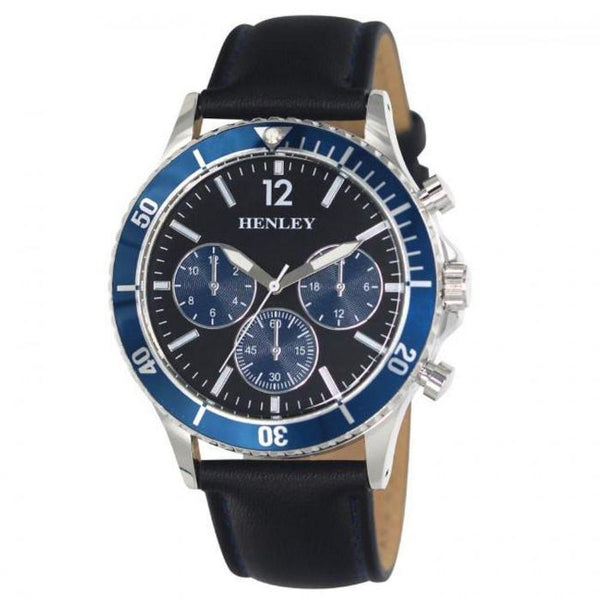 Henley Mens Polished Round Sports Case Blue Dial-Watches-AfiLiMa Essentials