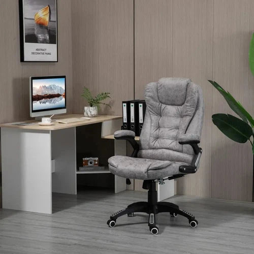 High Back Computer Desk Chair w/ Arms Swivel Wheels Grey-Office Chair-HOMCOM-AfiLiMa Essentials