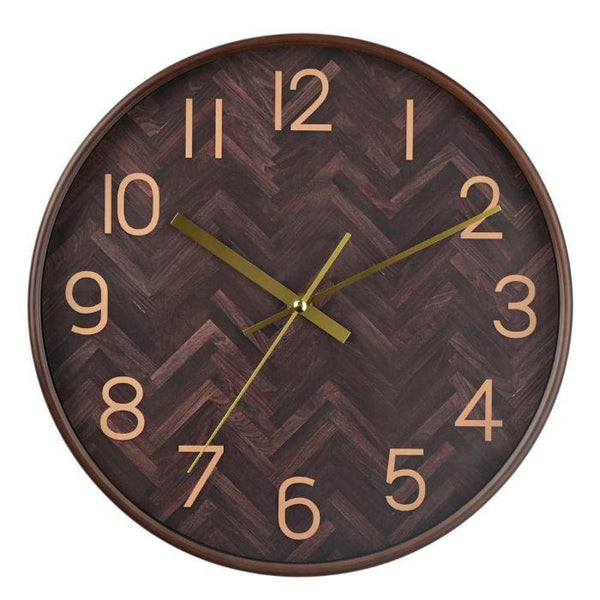 Hometime Round Wall Clock Brown Chevron-Clock-AfiLiMa Essentials