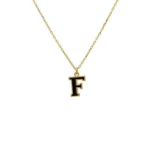 Initial Enamel Necklace Gold F-Jewellery-AfiLiMa Essentials