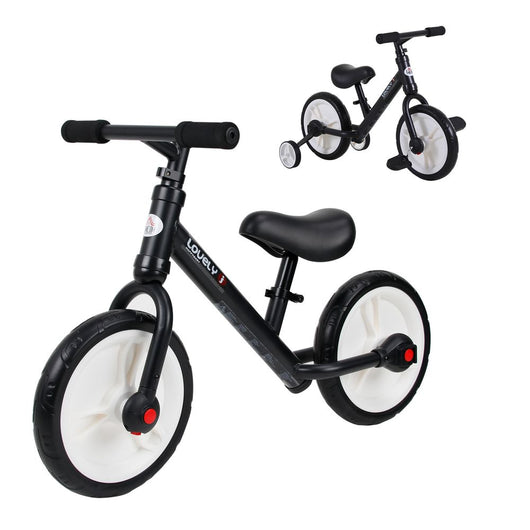 Kids Balance Training Bike Toy w/ Stabilizers For Child 2-5 Years Black-Balance Bike-HOMCOM-AfiLiMa Essentials