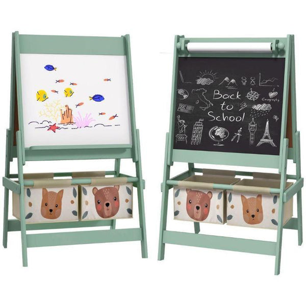 Kids Easel with Paper Roll, Chalkboard, Whiteboard and Storage-Kids Easel-AfiLiMa Essentials