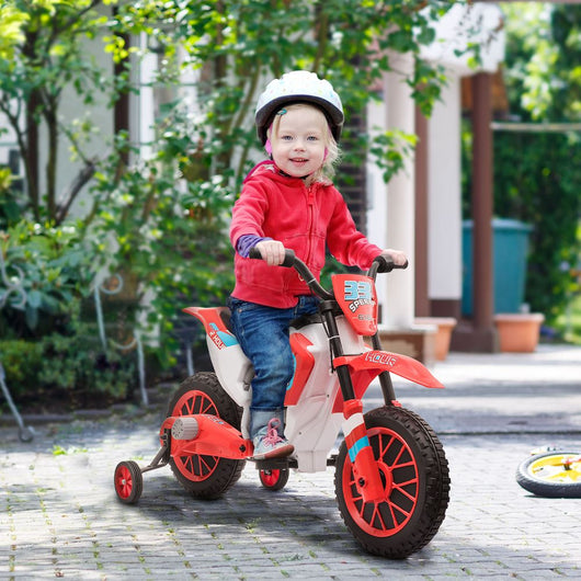 Kids Motorbike Electric Ride-On Toy w/ Training Wheels, for 3-5 Years - Red-HOMCOM-AfiLiMa Essentials