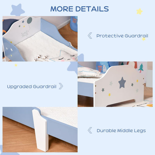 Kids Star Balloon Single Bed Frame Guardrails Slats Bedroom Furniture-Bed Frame-HOMCOM-AfiLiMa Essentials