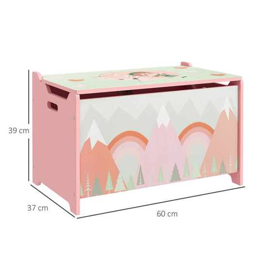 Kids Toy Chest with Lid, Safety Hinge - Pink-Toy Chests-ZONEKIZ-AfiLiMa Essentials