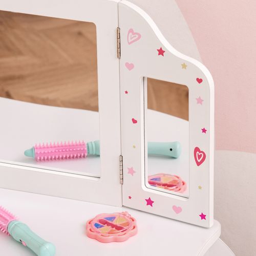 Kids Vanity Table & Stool Girls Dressing Set w/ Rotatable Mirror Drawer HOMCOM-AfiLiMa Essentials