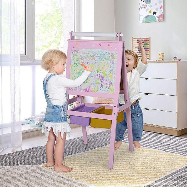 Kids Wooden Art Easel with Paper Roll Double-Kids Easel-AfiLiMa Essentials