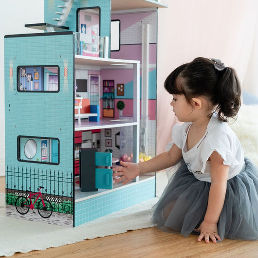 Little World Dolls House Wooden Doll House w/ 11 Accessories-Dolls House-Olivia's Little World-AfiLiMa Essentials