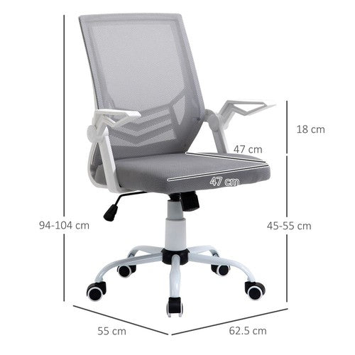 Mesh Swivel Office Chair w/ Lumbar Support, Grey-Office Chair-HOMCOM-AfiLiMa Essentials