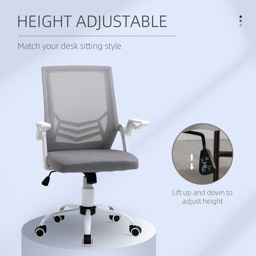 Mesh Swivel Office Chair w/ Lumbar Support, Grey-Office Chair-HOMCOM-AfiLiMa Essentials