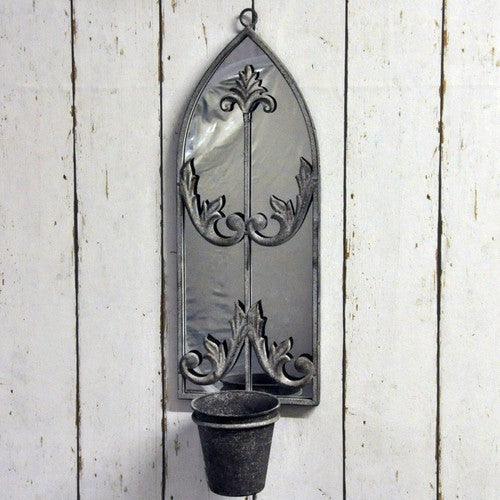 Metal Rusty Wall Mirror With Planter-Wall Mirror-AfiLiMa Essentials