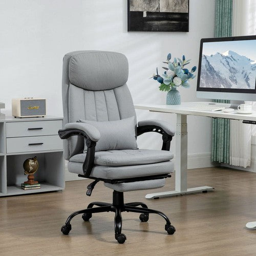 Microfibre Vibration Massage Office Chair with Heat, Pillow, Grey-Office Chair-Vinsetto-AfiLiMa Essentials
