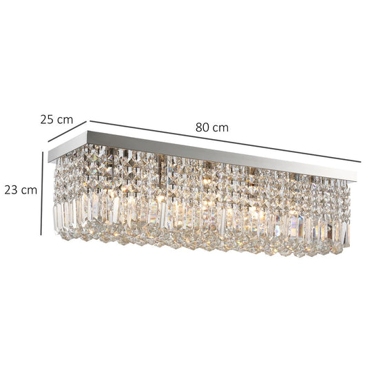 Modern Crystal Ceiling Light Square Crystal Chandelier E14 Base, Silver-HOMCOM-AfiLiMa Essentials