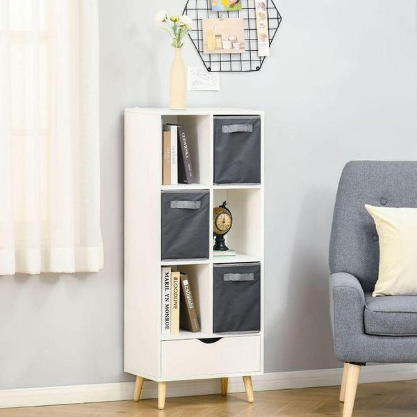 Modern Tall Bookcase Featuring Storage Shelves and Drawer for Study Use-Bookcase-AfiLiMa Essentials