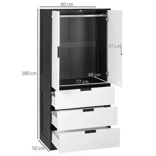 Modern Wardrobe with Drawers & Hanging Rod-Wardrobe-AfiLiMa Essentials