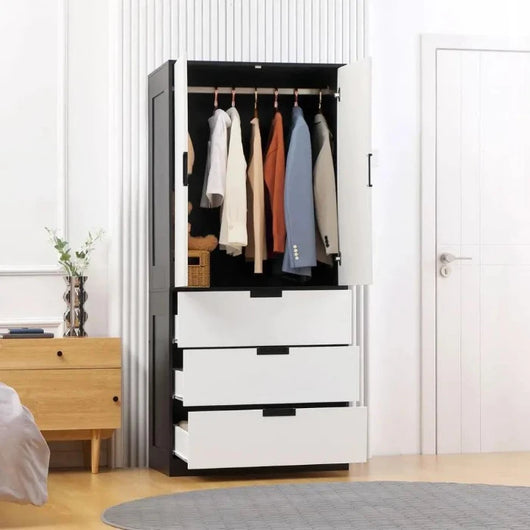 Modern Wardrobe with Drawers & Hanging Rod-Wardrobe-AfiLiMa Essentials