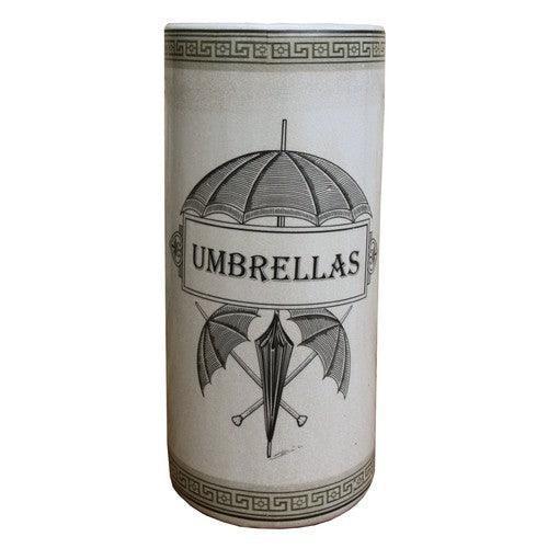 Monochrome Ceramic Umbrella Stand with Stylish Umbrella Print-Umbrella Stand-AfiLiMa Essentials