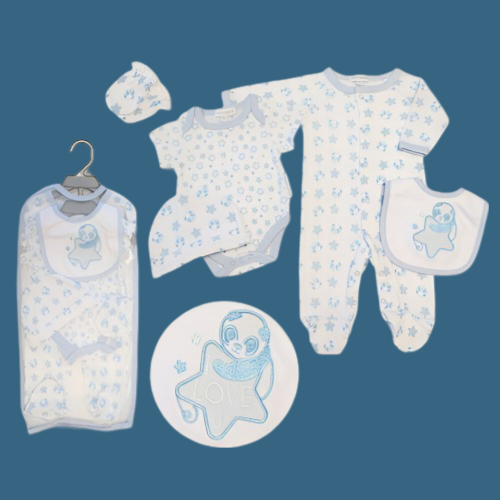 Nursery Time Baby Unisex 5 Piece Panda design Baby Clothes Gift Set