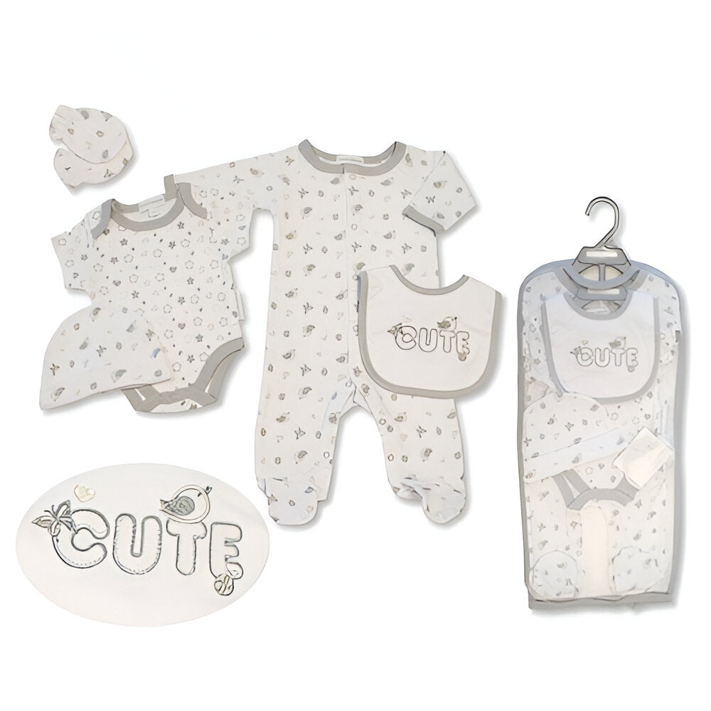 Nursery Time Unisex 5 Piece Baby Clothes Gift Set - CUTE