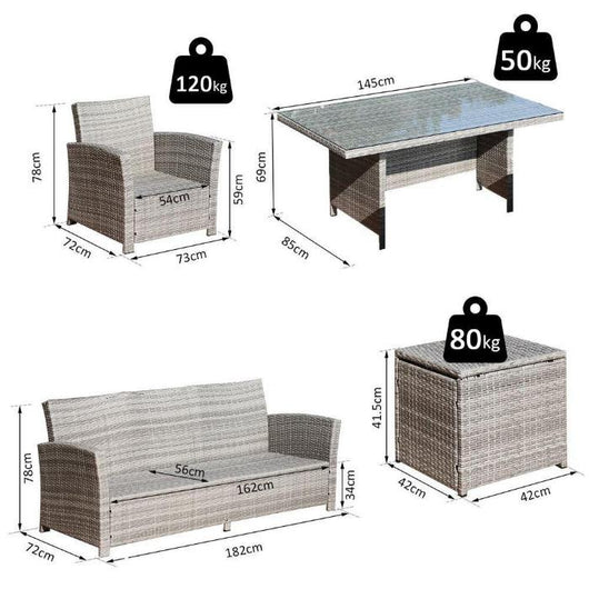 Outdoor Dining Set Sofa Table Footstool-Outdoor Furniture-AfiLiMa Essentials