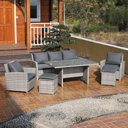 Outdoor Dining Set Sofa Table Footstool-Outdoor Furniture-AfiLiMa Essentials