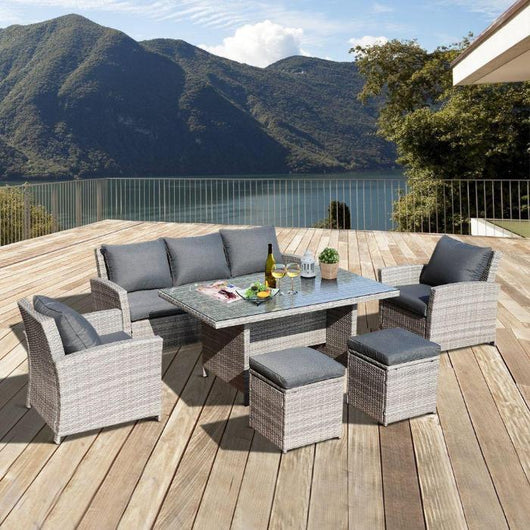 Outdoor Dining Set Sofa Table Footstool-Outdoor Furniture-AfiLiMa Essentials