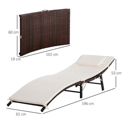 Outdoor Folding Rattan Reclining Lounger Chair-Sun Lounge-AfiLiMa Essentials