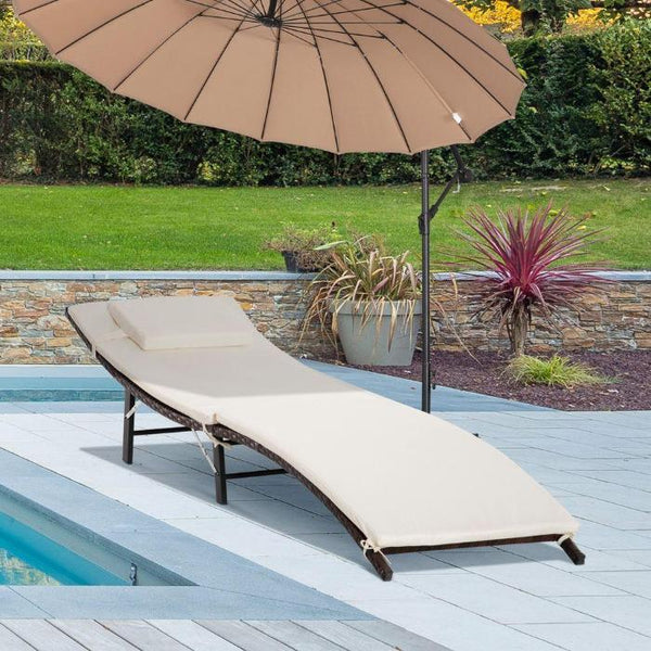 Outdoor Folding Rattan Reclining Lounger Chair-Sun Lounge-AfiLiMa Essentials