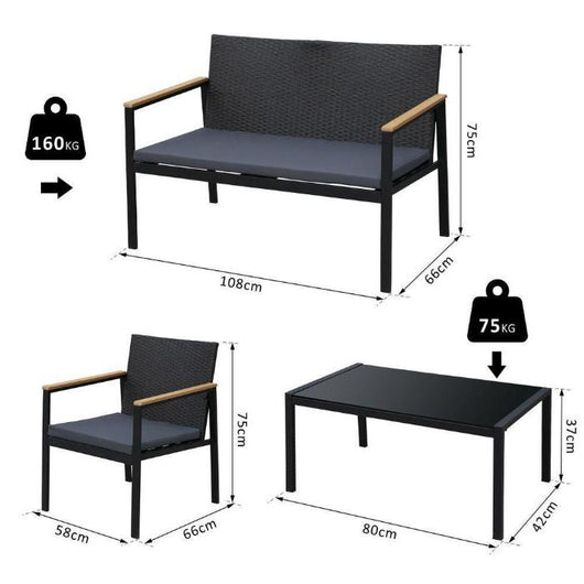 Outdoor PE Rattan Table and Chairs Set-Garden Furniture-AfiLiMa Essentials