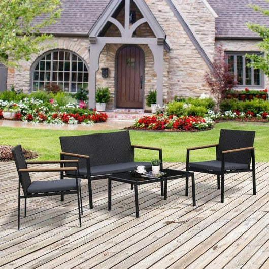 Outdoor PE Rattan Table and Chairs Set-Garden Furniture-AfiLiMa Essentials