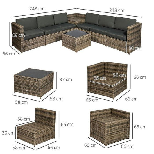 Outdoor Rattan Sofa Set with Cushions and Side Table for Garden Use-Garden Furniture-AfiLiMa Essentials