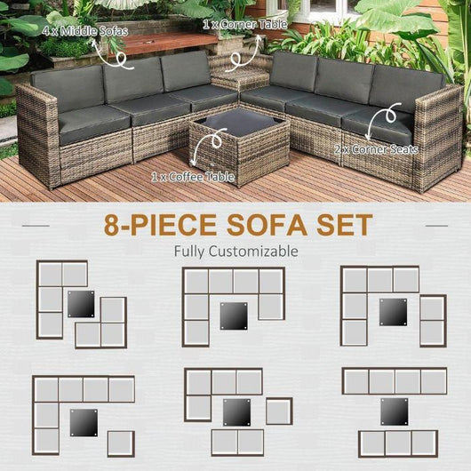 Outdoor Rattan Sofa Set with Cushions and Side Table for Garden Use-Garden Furniture-AfiLiMa Essentials