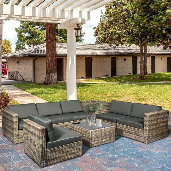 Outdoor Rattan Sofa Set with Cushions and Side Table for Garden Use-Garden Furniture-AfiLiMa Essentials