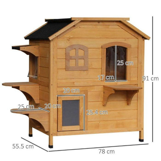 Outdoor Wooden Cat House with Natural Wood Finish-Cat House-AfiLiMa Essentials