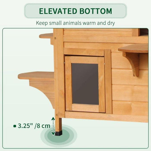 Outdoor Wooden Cat House with Natural Wood Finish-Cat House-AfiLiMa Essentials